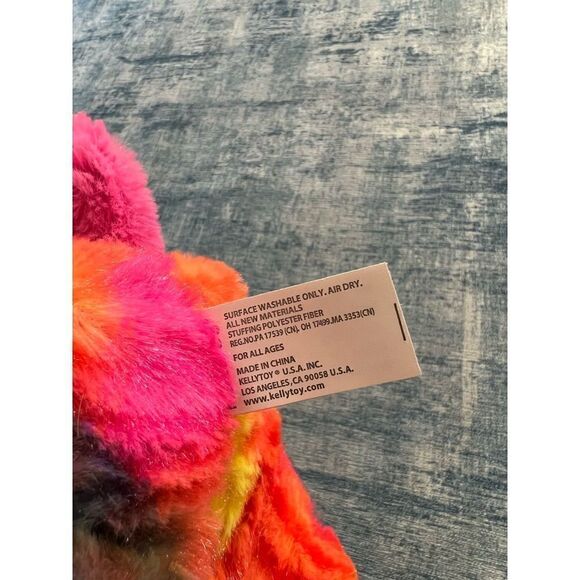 KellyToy Tie Dye Rainbow Heart Dog Bear - Picture 6 of 6